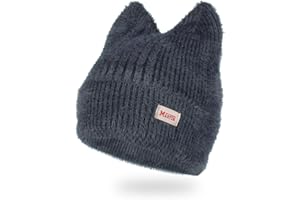 Cat Ear Beanie,Y2K Crochet Hat for Women Winter Warm Beanie Cap Cute Cat Ear Hat for Cold Weather