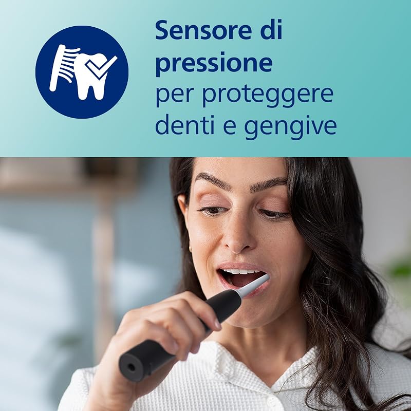 Sonicare 3100 spazzolino elettrico sonico, sensore di pressione e timer, custodia da viaggio, colore nero, HX3673/14, Sonicare 3100, Nero