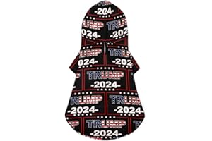 MHXYZHW Trump 2024 USA Flag Dog Hoodie Hooded Sweatshirt Pet Clothes with Hat for Small Puppy and Cats
