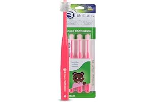 Brilliant Oral Care Child Toothbrush with Soft Bristles and Round Head, for a Kid Approved, Easy to Use All-Around Clean Mouth, Ages 2-5 Years, Pink, 3 Pack