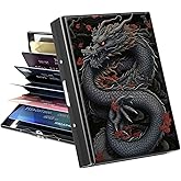 Rossy Credit Card Holder for Women Men Girls Cute Slim Small RFID Blocking Card Wallet ID Card Organizer Case with 6 Slots Business Card Holder, Chinese Dragons