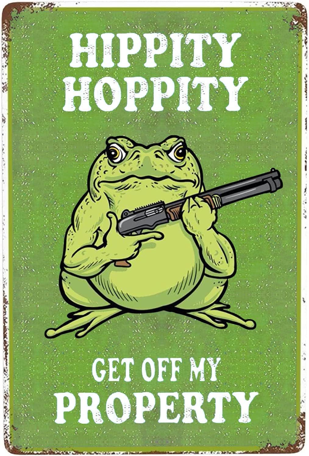 Yard Signs - Metal Tin Vintage Room Decor Signs - Hippity Hoppity Get Of My Property Sign - Funny Frog Garden Bedroom Door Signs Decor Cool House Stuff for Your Room Retro Wall Decor 8X12 In