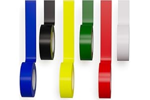 D-NYX 6 Pack Color Vinyl Electrical Tape, Waterproof Flame Heat & Weather Resistant IndoorOutdoor High-Temperature Professional Grade Electric Wire Colored Tape 3/4 in x 30 FT x 7 Mil E Tape