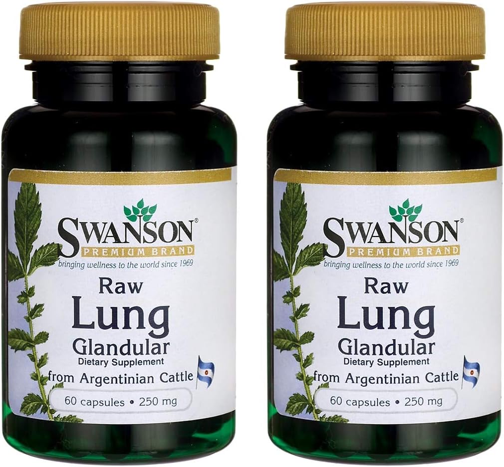 SwansonRaw Lung Glandular 250 Milligrams 60 Capsules (2 Pack)