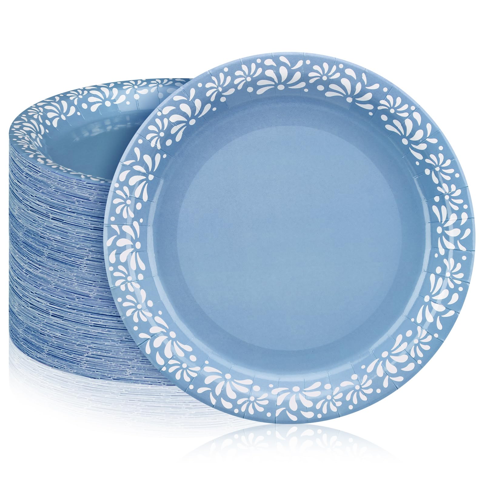 Photo 1 of Yungyan 100 Pcs 9 Inch Blue Platos De Barro Cielito Lindo Plates Mexican Paper Plates Cielito Lindo Baby Shower Favors for Talavera Birthday Wedding Party Decoration