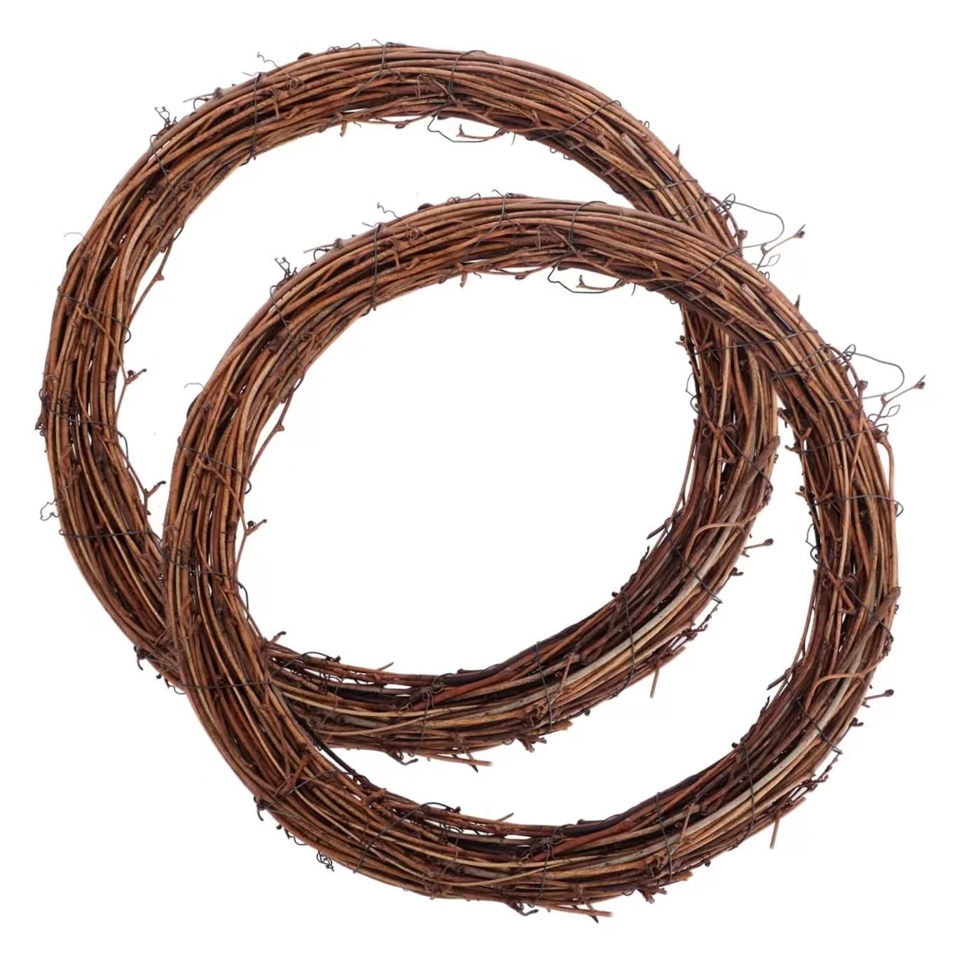 2 PCS Large Natural Grapevine Wreathes Vine Branch Wreath Christmas Rattan Hand-woven Rings Rattan Wreaths for DIY Wreath Xmas Halloween Easter Wall Hanging or Wedding Decors (30CM)