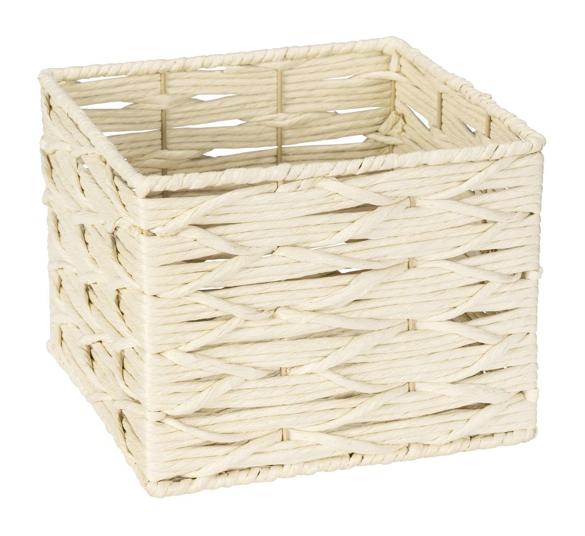 Vabriano bathroom box, paper mesh storage basket, for bathroom and office storage, 24 x 18.5 x 24 cm, boho style, square, beige