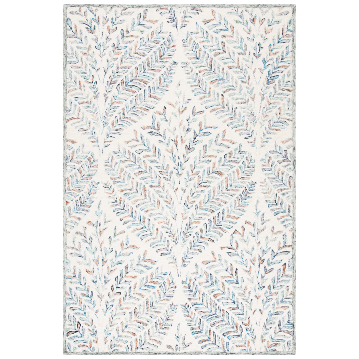 Safavieh Modern Rug for Living Room, Dining Room, Bedroom - Capri Collection, Short Pile, in Beige and Blue, 61 X 91 cm