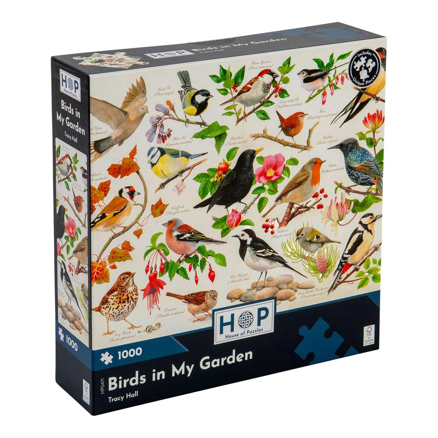The House of Puzzles - Birds In My Garden Jigsaw - 1000 Piece Jigsaws For Adults, Artist Illustrated, Scenic Landscape, Deluxe Puzzle Gifts
