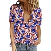 Hawaiian Button Down Shirts for Women Funny Cute Holiday Casual V Neck Short Sleeve Tops Blouse