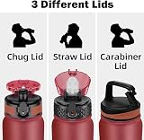OLDLEY 1L Stainless Steel Water Bottle with 3 Lids Vacuüm Insulated Leakproof view 2