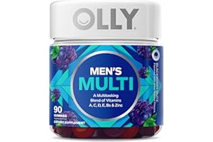 OLLY Men's Multivitamin Gummy, Vitamins A, C, D, E, B, Zinc, Blackberry Flavor, 45 Day Supply - 90 Count