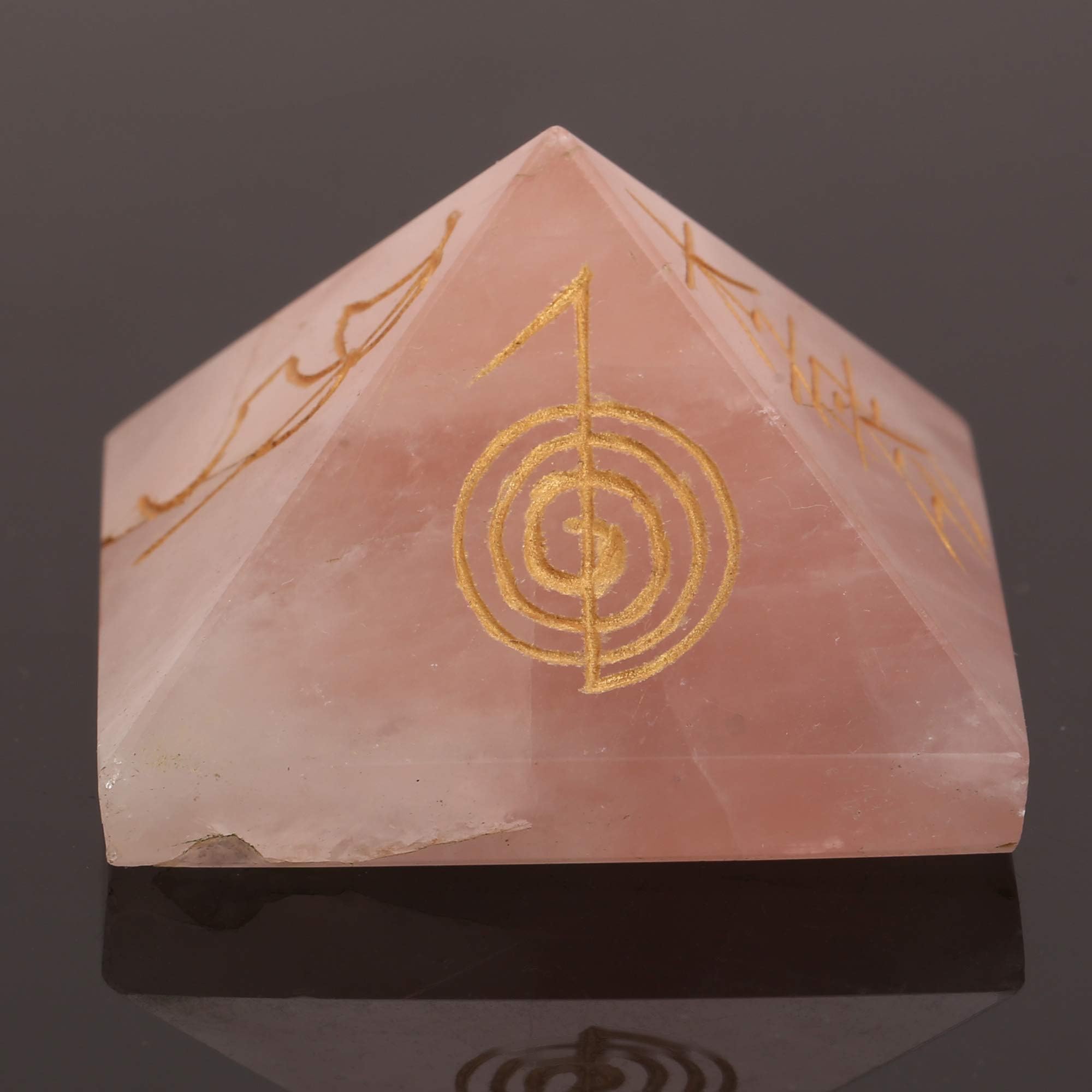 Rose Quartz Chakra Healing Crystal Pyramid Metaphysical Stone Figurine 25 MM