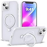 SKYLMW Compatible with iPhone 14 Plus Case with Invisible Magnetic O-Ring Stand Military-Grade Phone Case for iPhone 14 Plus 6.7" [Compatible with Mag-Safe][Great Grip Feeling],Translucent
