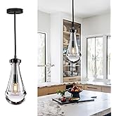TACDANDM Raindrop Pendant Light, Black Glass Pendant Lighting, Hand Blown Teardrops Modern Hanging Light for Entryway Foyer S