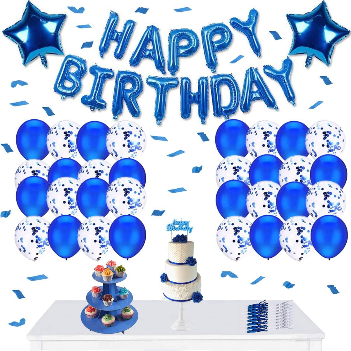Amazon.com: SonaParties Birthday Decorations for Men - Blue Birthday