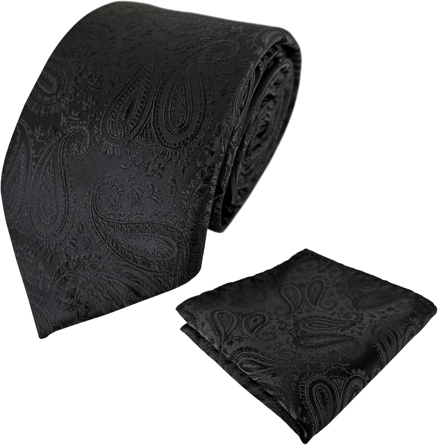 KOOELLE Paisley Ties Floral Jacquard Woven Mens Neckties with Pocket Square Tie Sets for Tuxedo