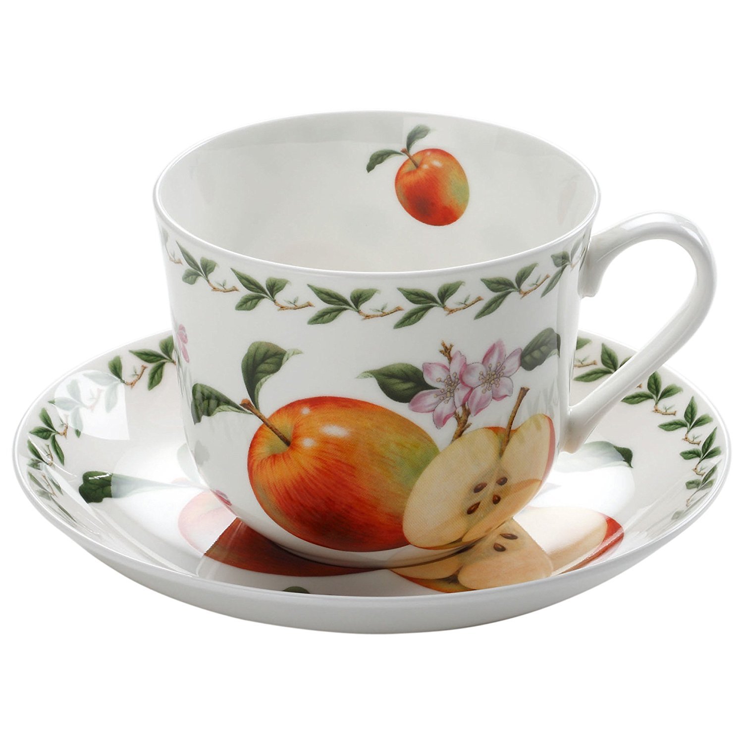 Maxwell & Williams Orchard Fruit Apple Breakfast Cup & Saucer GB, 450ml, Porcelain, PB8105