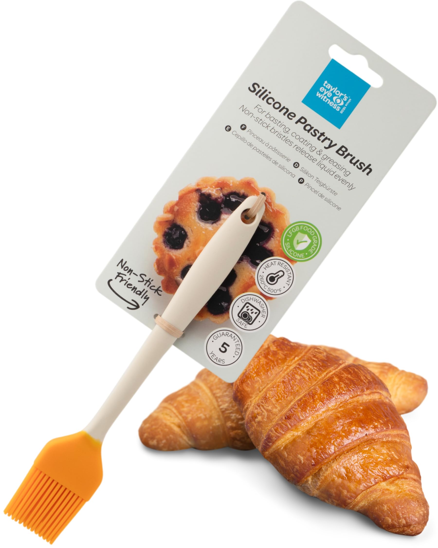 Taylors Eye Witness Buttermilk & Saffron Silicone Pastry Coating Brush - Dishwasher Safe, Non-Stick Bristles, Heat & Stain Resistant (260°C/500°F), 20cm (8 inches) — image 1