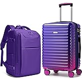 LARVENDER Carry on Luggage 22x14x9 Airline Approved, Expandable 20 Inch Hardside Large Suitcase with Wheels TSA Lock, Lightweigh PC+ABS Travel Carry-on Suitcases for Women and Men, Midnight Berry
