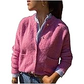 RoseSeek Women's Button Down Cardigan Crew Neck Long Sleeve Knit Sweater Elegant Fall Tops