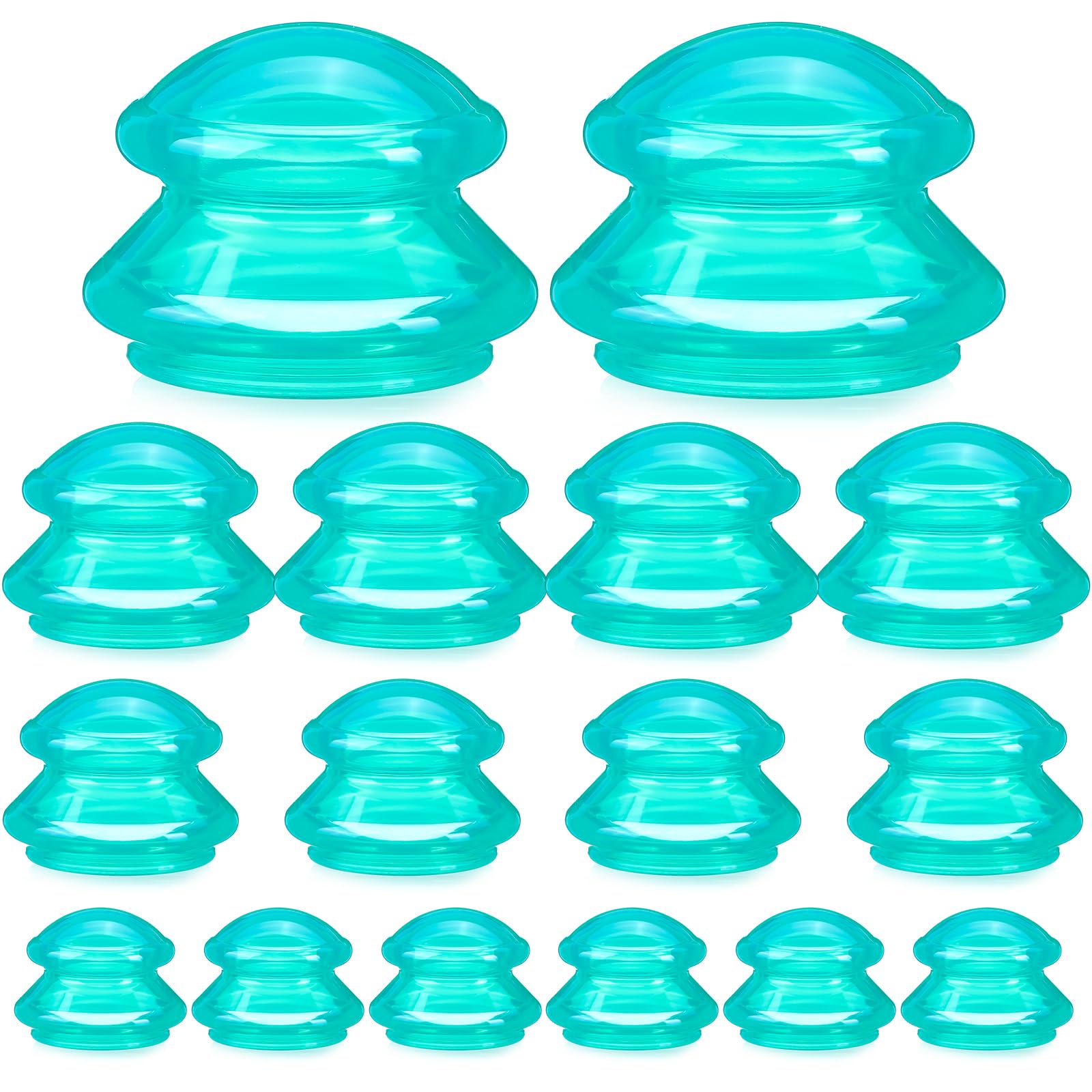 Photo 1 of Geiserailie 16 Pcs 4 Sizes Cupping Therapy Set Silicone Cupping Massage Cups Professional Chinese Therapy Cup Vacuum for Body Muscle Nerve(Green)