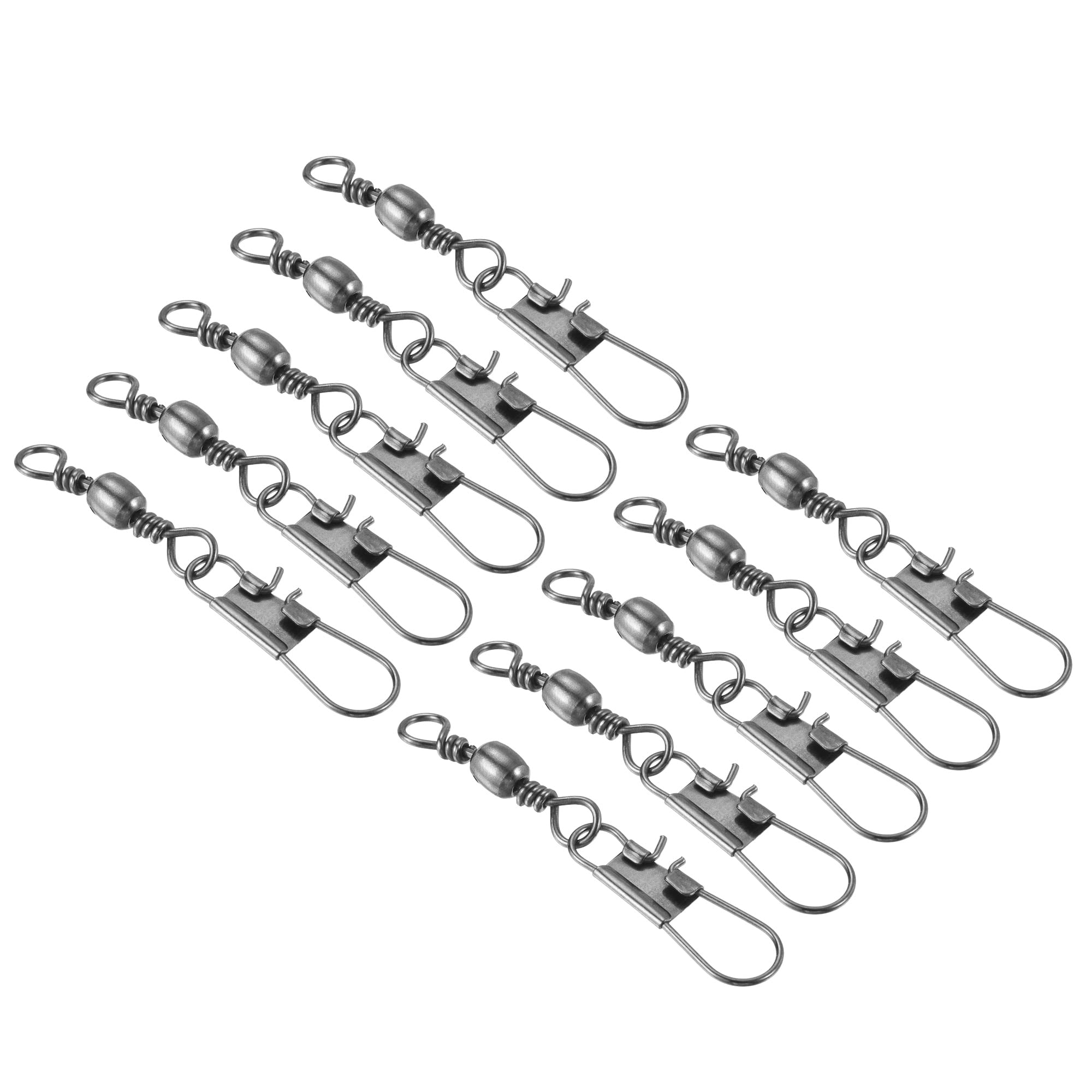 PATIKIL Fishing Barrel Swivel Snaps, 50Pcs 48mm 26LBS Stainless Steel Solid Ring Terminal Tackle for Saltwater Freshwater Fishing, Black