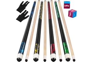 LOTKEY Pool Cue Set of 4/3 / 2/1-58 Inch 18~21 oz Canadian Maple Professional Billiard Cue Sticks, Pool Cue Stick Durable for Billiard Players, Pool Sticks for Adults House Bars