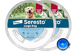 Elanco Seresto Flea and Tick Collar for Dogs, 8 Month Protection for Large Dogs 2 Pack W/Hotspot Pets Travel Bowl