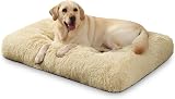 KSIIA Extra Large Calming Dog Bed 105x70cm Beige Non Slip Bottom