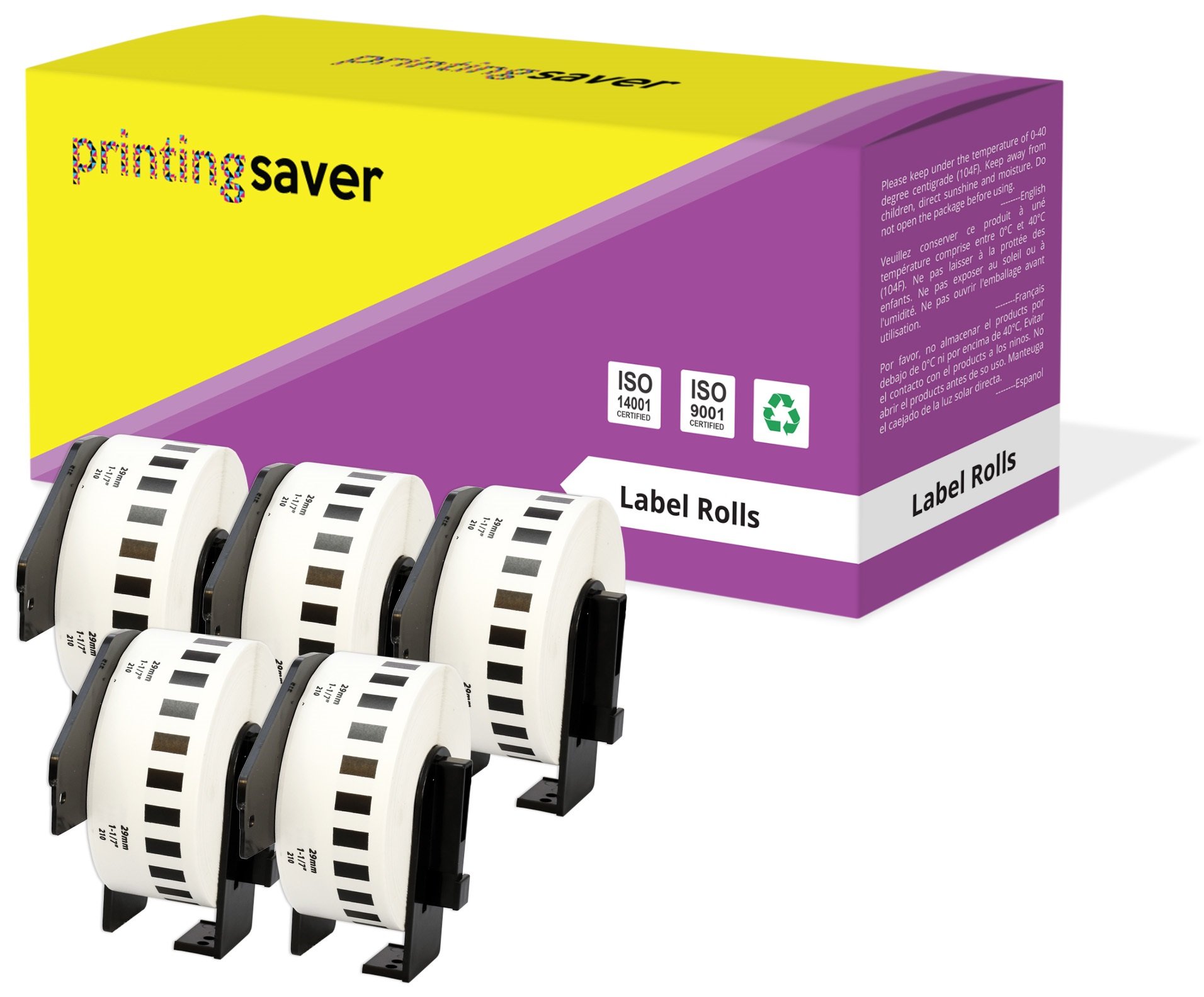 5X DK-22210 29 mm x 30.48 m Compatible Continuous Paper Label Tapes for P-Touch QL-1110NWB QL-1100 QL-1060N QL-1050 QL-500 QL-500BW QL-570 QL-580 QL-700 QL-710W QL-800 QL-810W QL-820NWB