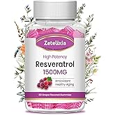 Zetelixia Sugar Free Resveratrol Gummies - High Purity Resveratrol Supplement for Antioxidant, Healthy Aging, Skin, Brain, Organic - 60 Gummies