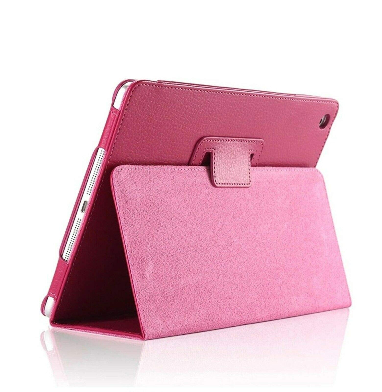 Leather Flip Stand Folio Case Plain Cover for Apple iPad Air 1,2,5th,6th Gen 9.7" (For Apple IPad Air (2nd generation), Pink) โ image 1