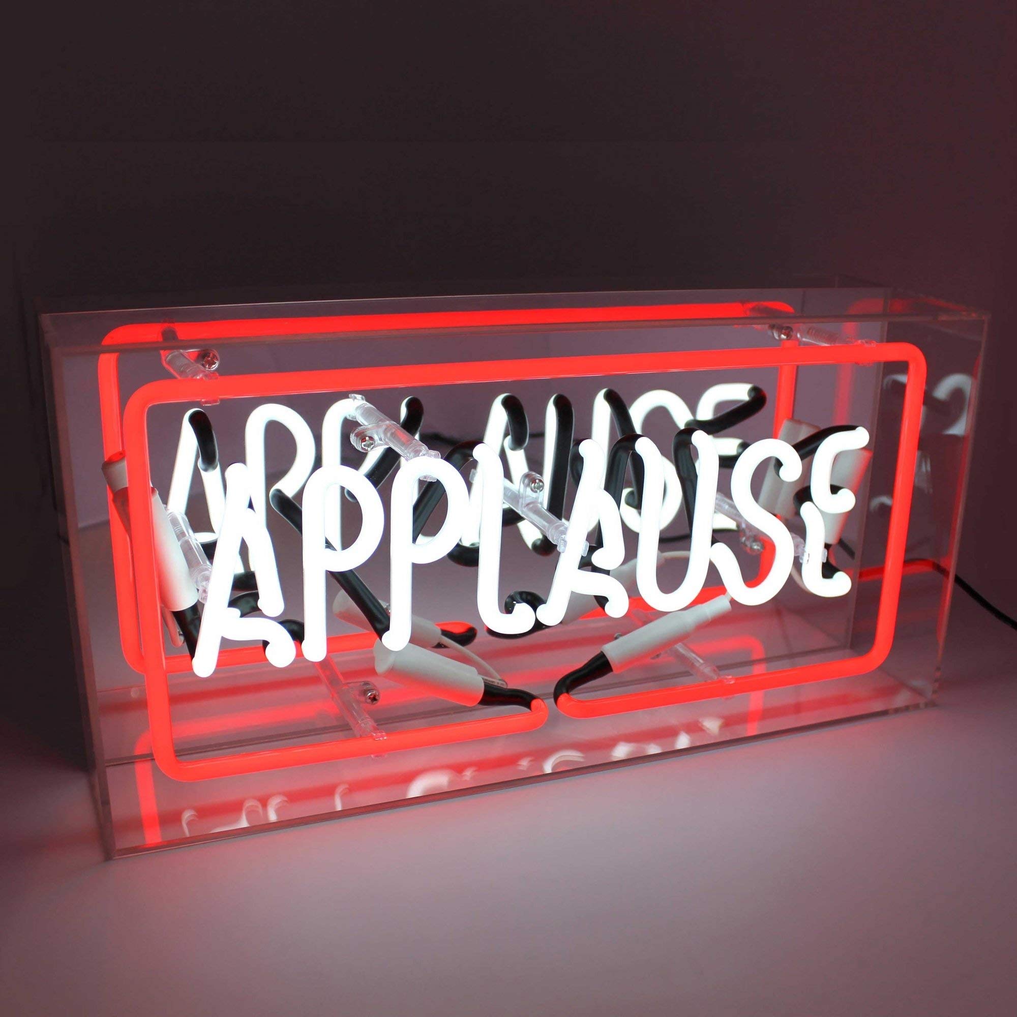 Acrylic Box Neon - Applause (Real Handmade Glass Neon Sign in Glossy Acrylic Box)