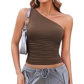 Avidlove Womens One Shoulder Top Summer Going Out Crop Tank Tops Y2K Tops Fashion Cami Outfit Cute Tops