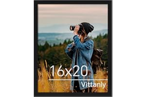Vittanly 16x20 Picture Frame for Wall, Plexiglass, Displays Poster 11x14 with Mat or 16x20 without Mat, PVC Frame Material, Horizontal or Vertical Hanging, 1 Pack, Black