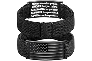 LDOWWGL Patriotic American Flag Bracelet for Men - Military Adjustable Black Elastic Strap with Bible Verse - Veteran Gifts, Stocking Stuffers Christmas Gift for Boys