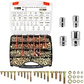 1000PCS Grade 8 Bolt Assortment Kit, Heavy Duty Bolts and Nuts Kit | 1/4-20 5/16-18 3/8-16 1/2-13 SAE Grade 8 Alloy Steel Hex Cap Screws Nuts Washers, Comes with 4 Bits（Yellow Zinc Plated）