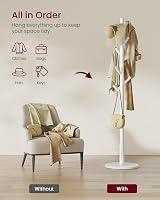 VASAGLE Coat Rack Solid Wood Freestanding 8 Hooks Hall Tree Cloud White view 3