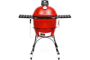 Kamado Joe Classic Joe Series II 18-inch Ceramic Charcoal Grill and Smoker with Cart, Side Shelves, Stainless Steel Grates and 250 Cooking Square Inches in Red, Model KJ-23RHC