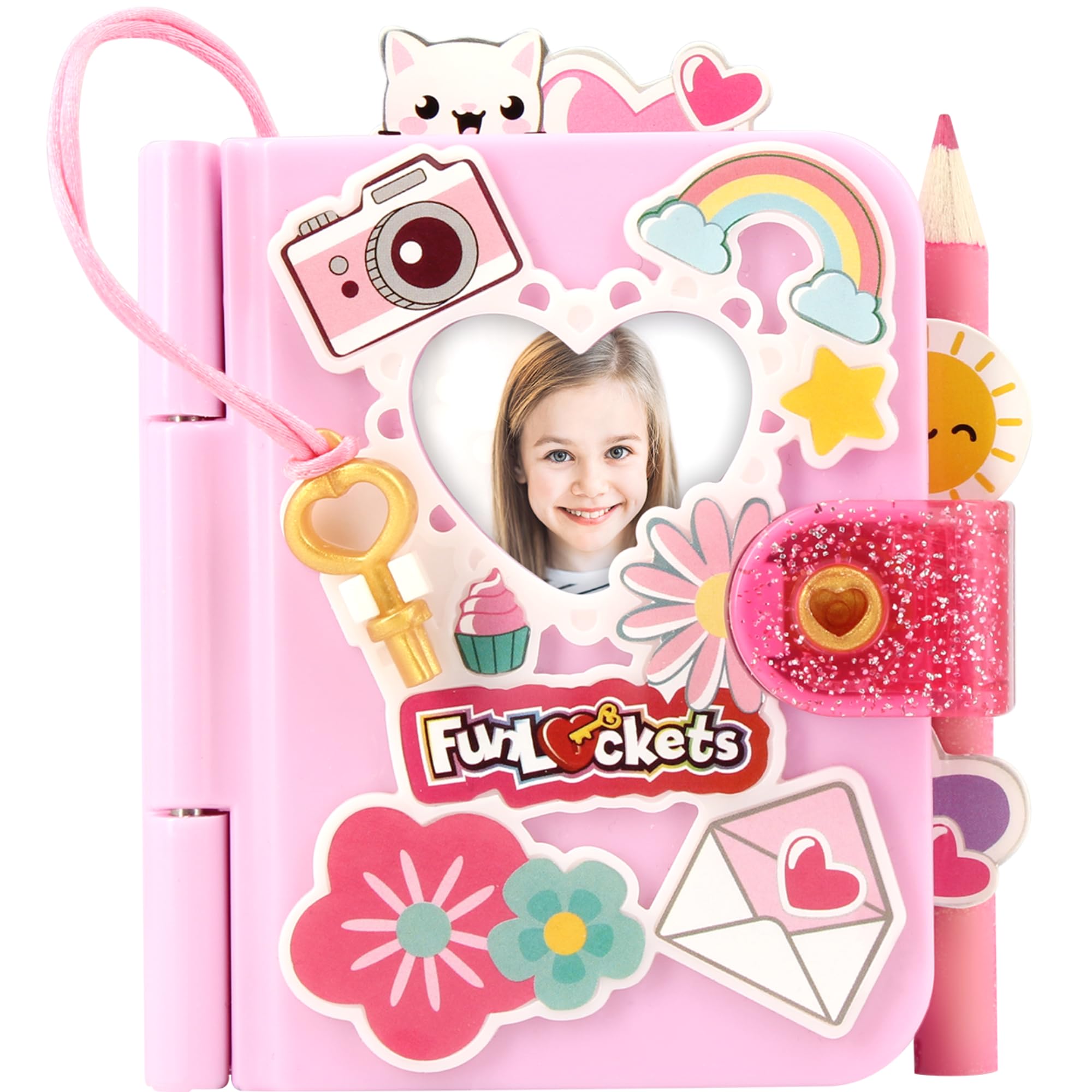 FUNLOCKETS Secret Mini Journal - Kids Diary, Notebook & Activity Set with Lock & Keys - Unlock 15+ Fun Surprises, Decorate & Customise, Discover Drawers & Write Secret Messages - For Children Ages 6+