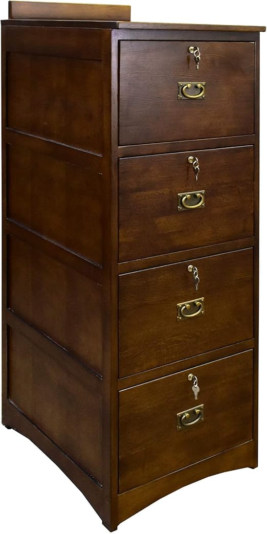 Amazon Com Crafters And Weavers Mission Solid Oak 4 Drawer File Cabinet Dark Brown Walnut Kitchen Dining