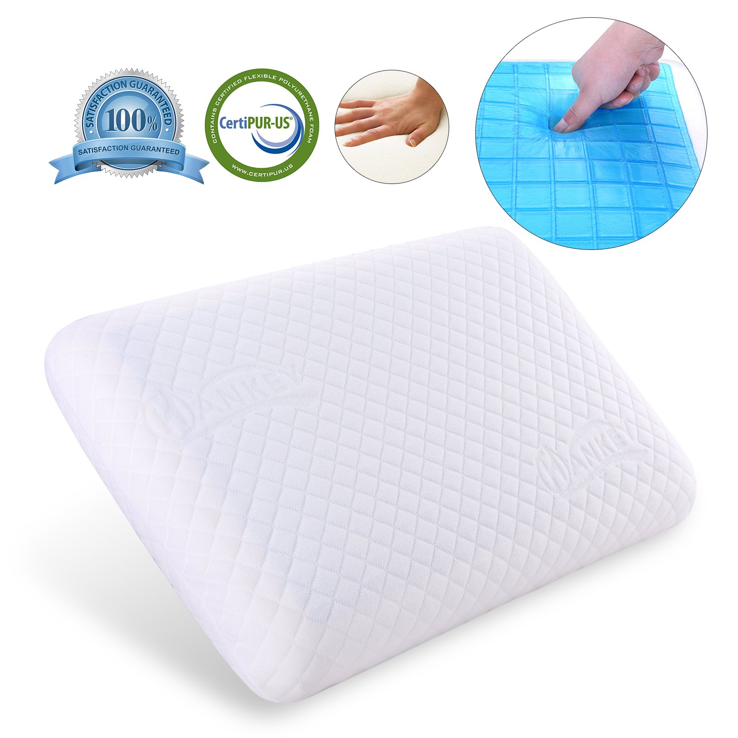 Hankey DoubleSided Memory Foam Cool Gel Pillow for Summer and Winter