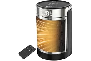 OSTBA Space Heater, 1500W Electric Heater with Thermostat, 70° Oscillation, Remote & 24H Timer, Tip-Over/Overheat Protection, Child Lock, Portable Heater for Bedroom Office Indoor Use, ETL Listed