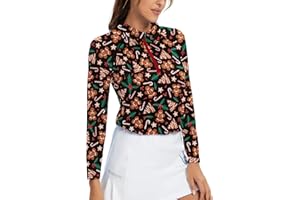 Soneven Womens Long Sleeve Golf Shirts Half Zip Moisture Wicking Print Golf Tops Tennis Shirts(XS-3XL)