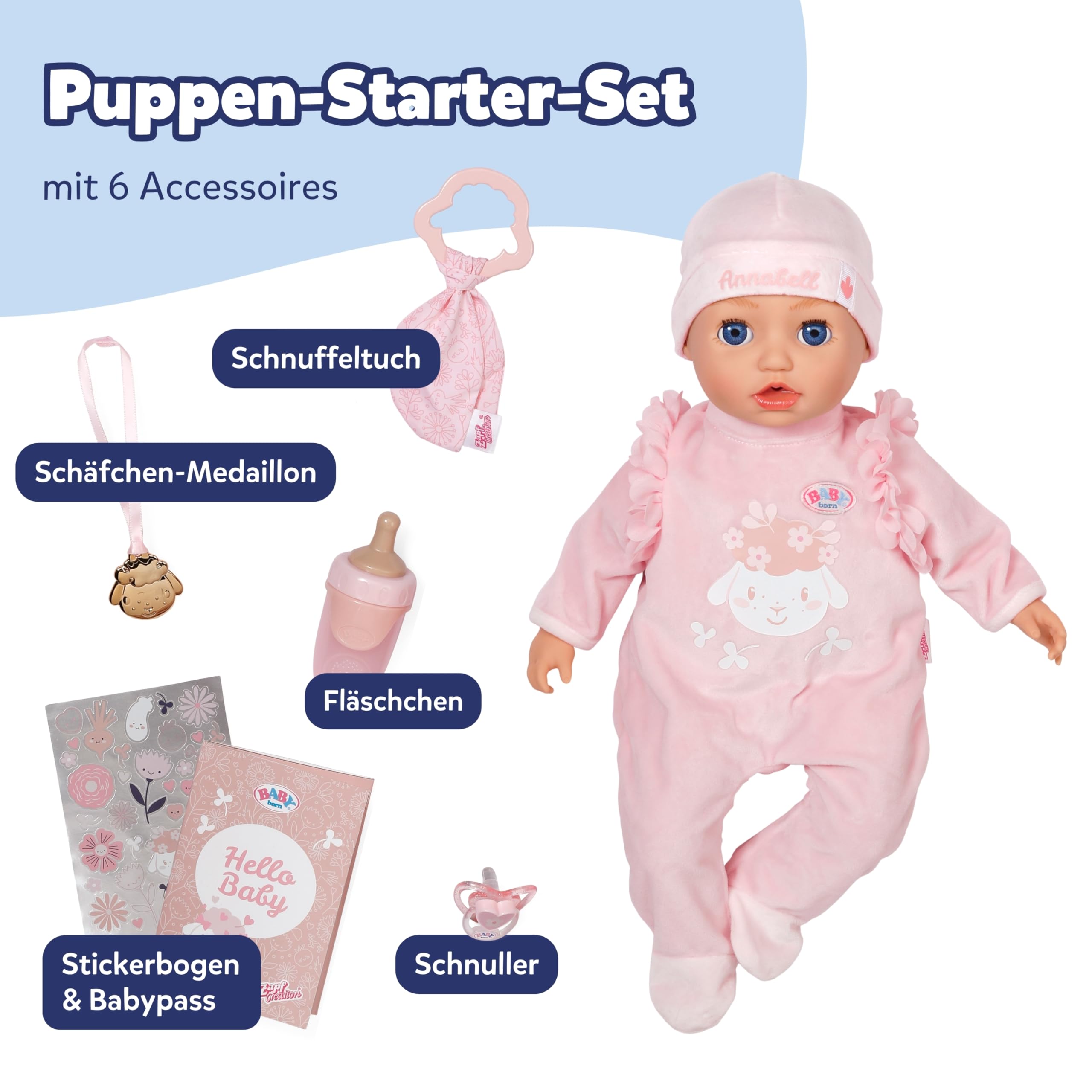 BABY Born Annabell 43 cm - Weiche Babypuppe mit 7 elektronischen Funktionen & Sound - Geeignet für Kinder ab 3 Jahren - Puppe inkl. Zubehör - Benötigt Batterien 2