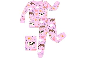 babee Reshinee Bamboo Viscose Toddler Girls Kids Pajama Sets 12M-8Y Snug fit Long-Sleeve Softness Sleepwear Pjs 2pcs Jammies