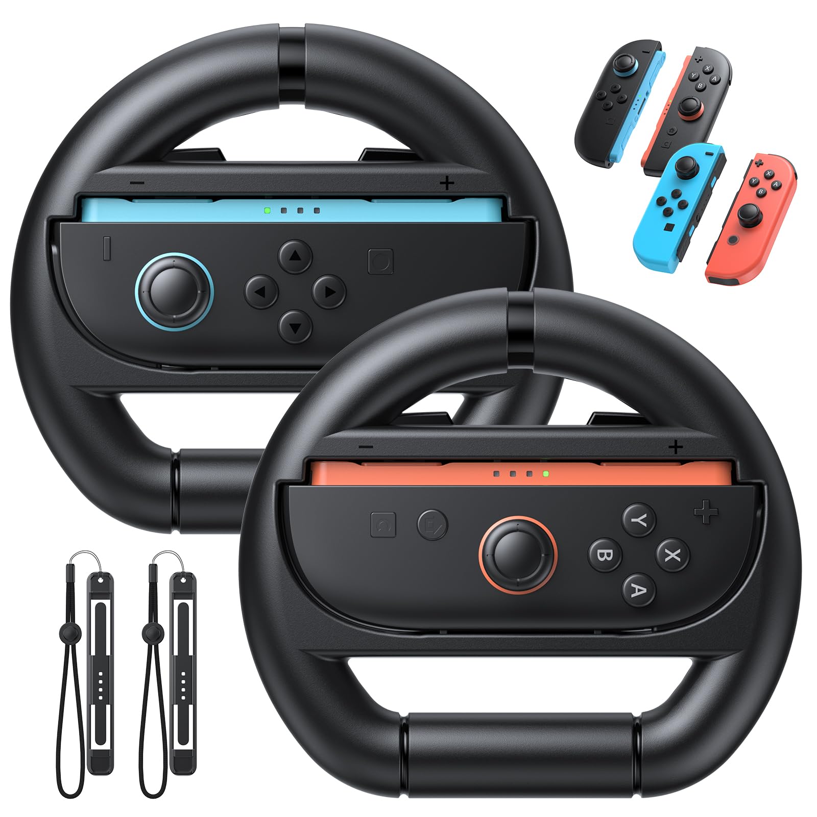 Photo 1 of FASTSNAIL [Switch 1/2 Compatible] Steering Wheels for Nintendo Switch 2/1/OLED for Joy-Con 2, Racing Wheels for Mario Kart World/8 Deluxe Gaming, Universal Joypad Wheels 2 Pack (Black,Black)