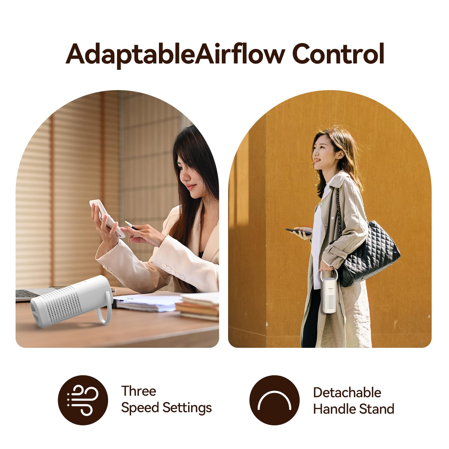 raydrop Portable Mini Air Purifier, Small Cordless HEPA Personal Desk Air Purifier for Car Travel Bedroom Office Room, Rechargeable, Aromatherapy (White)