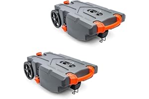 Camco 36 Gal Heavy Duty Rhino Portable RV Waste Tank with Wheels, Sewer Hose, Steel Tow Adapter, and Accessories, Gray (2 Pack)